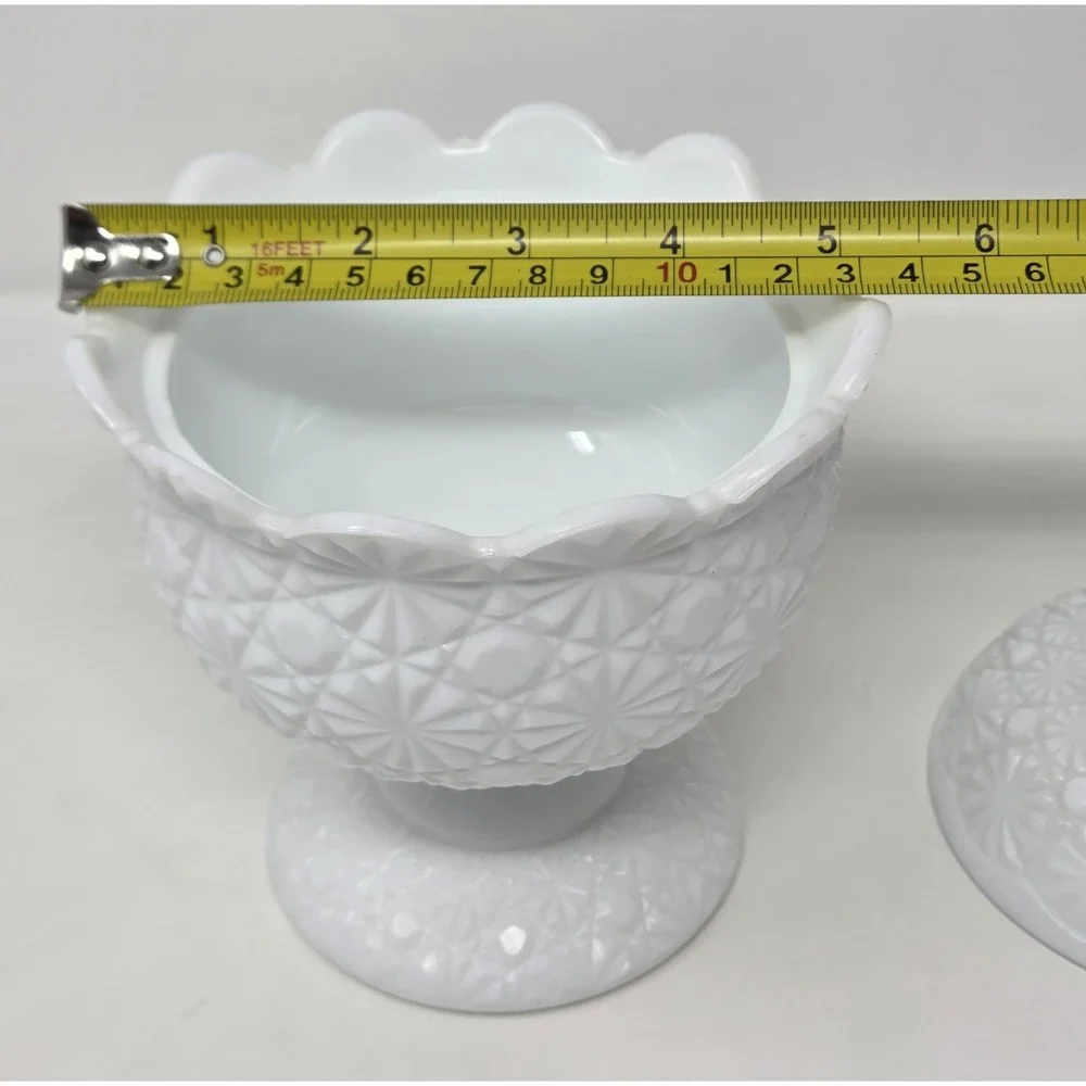 Vtg Fenton Milk Glass-Daisy & Button Pattern Lidded Candy Dish Ice Bucket